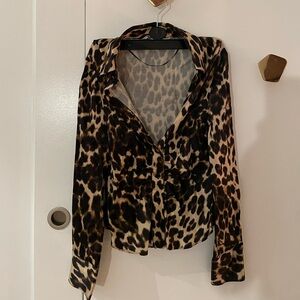 Cheetah button down blouse
